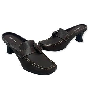 Me Too - Leather - Dark Brown - Slide On Heel Loafers - Size 7.5